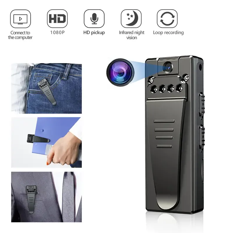 1pc Z8 Mini Pen Camera, Infrared Hd Mini Camera, Audio Recorder Body Recording Motion Dvr Camera, Ultra HD Camera, Video Recording, Back Clip Portable Video Recorder Audio Body Camera, Mini Night Vision Recorder