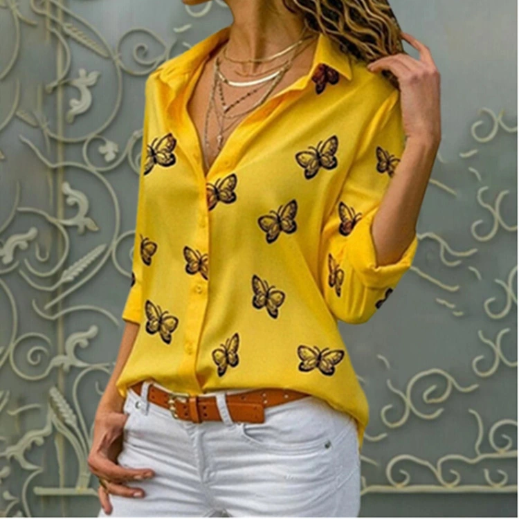 Long Sleeve Women Blouses Plus Size Turn-down Collar Blouse Shirt Casual Tops Elegant Work Wear Shirts Plus Size Tops