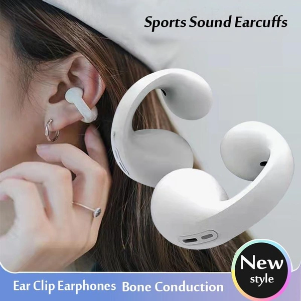 Bone Conduction Bluetooth 5.3 Earphones Earring Wireless Headphones Waterproof Headset TWS Sports Earbuds Ear Hook HiFi Stereo Music Noise Cancelling Touch Control With Mic Game Earphones