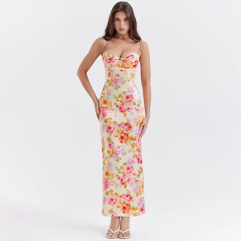 Elegant Strap Flower High Sense Fashion Long Skirt