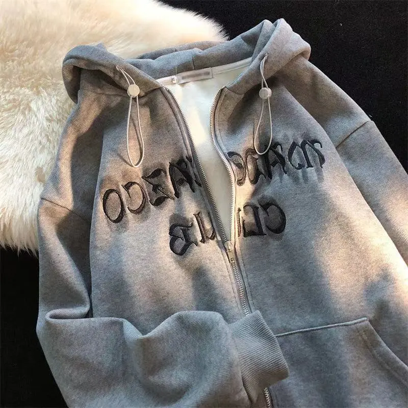 Women's Loose Retro Fleece Thickened Hooded Sweatshirt