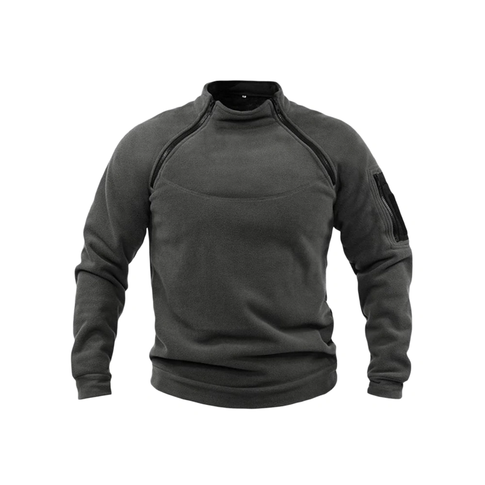 Men’s Sweatshirt, Long Sleeve Stand Collar Zipped Pullover Hoodie Streetwear for Fall Winter