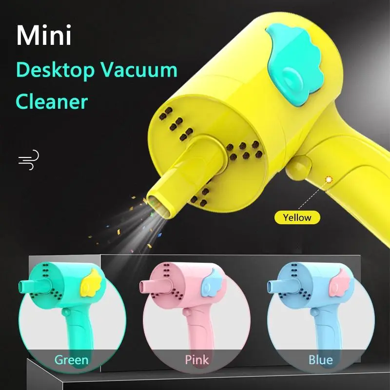 Desktop Dust Vacuum Portable Table Sweeper Wireless Vacuum Cleaner Desktop Cleaning Supplies Mini Dusts Remover Cartoon Cleaner