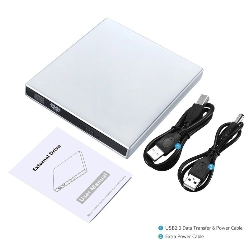 External CD DVD Drive, USB 2.0 Slim Protable External CD-RW Drive DVD-RW Burner Writer Player For Laptop Notebook PC Desktop Computer