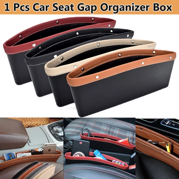 PU Leather Car Seat Case Slit Storage Bag Car Space Pocket Storage Pouch Phone Purse Coins Key Car Organizer Car Accessories