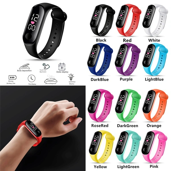 Hot New Fashion 1PCS LED Digital Watch Luxury White Light Touch Screen Silicone Strap Wristwatch Women Sports Yoga Bracelets Watches Kids Clocks