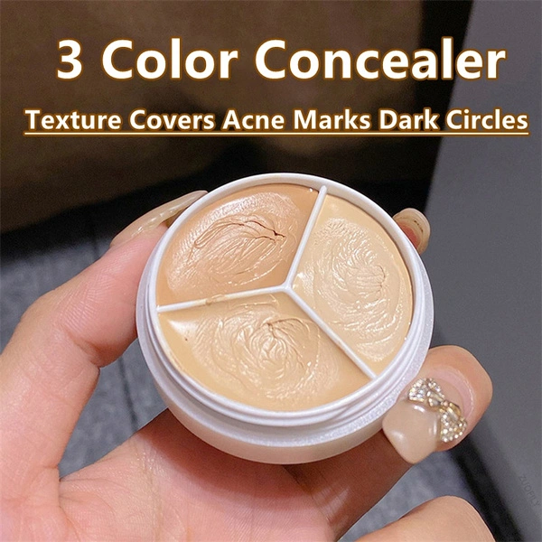 3 Color Concealer Palette Cream Texture Covers Acne Marks Dark Circles Multifunction Face Makeup Lasting Brighten Face Cosmetics