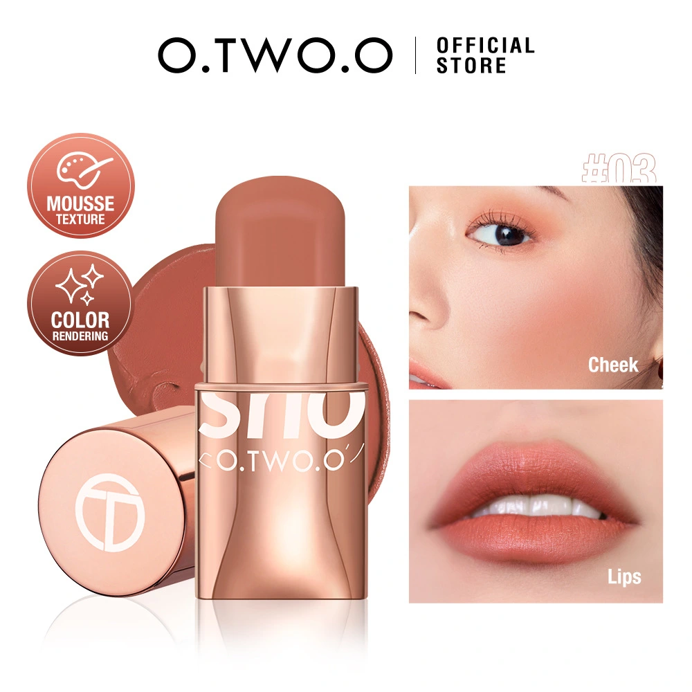 O.TWO.O Lipstick Blush Stick 3-in-1 Eyes Cheek and Lip Tint Buildable Waterproof Lightweight Cream Multi Stick Makeup for Women