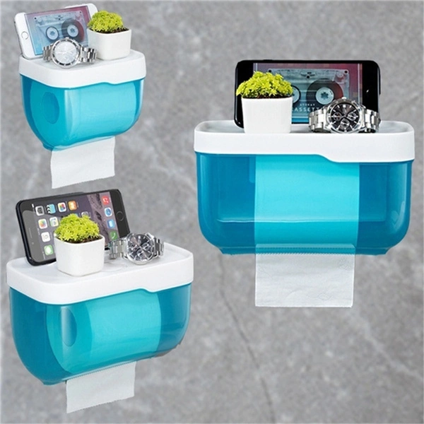 Home Bathroom with Storage Shelf Rack Wall Mount Plastic WC Toilet Paper Holder Paper Storage Box