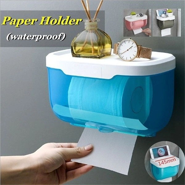 Home Bathroom with Storage Shelf Rack Wall Mount Plastic WC Toilet Paper Holder Paper Storage Box