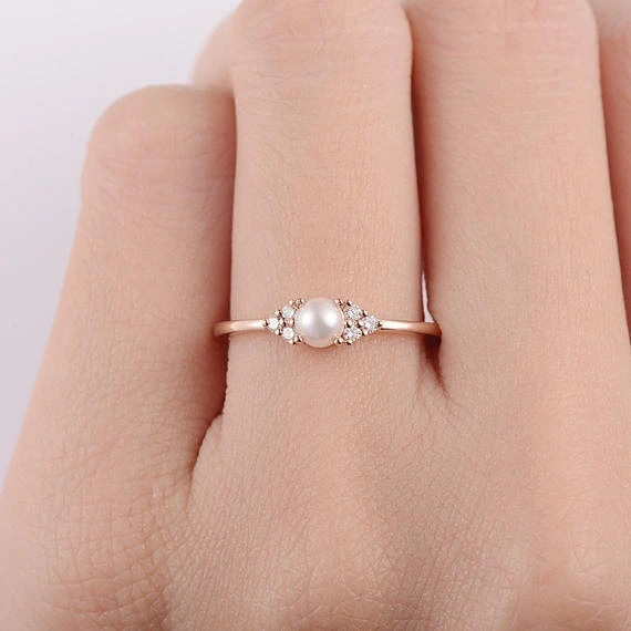 18K Rose Gold Plated Pearl Ring