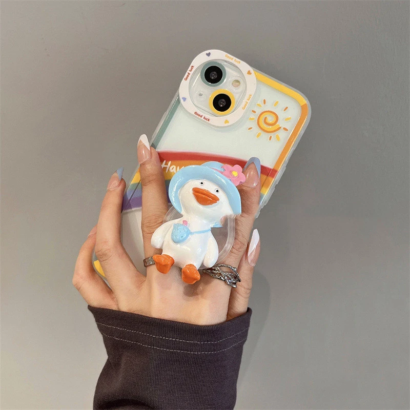 Cute Cartoon Duck Bracket Phone Case