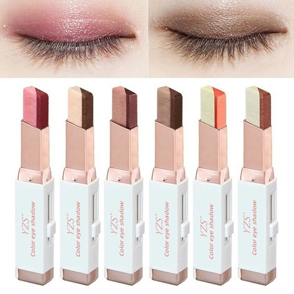 New Easy to Wear Velvet Double Color Matte Eye Shadow Stick 6 Shimmer Colors Luminous Eyeshadow Makeup