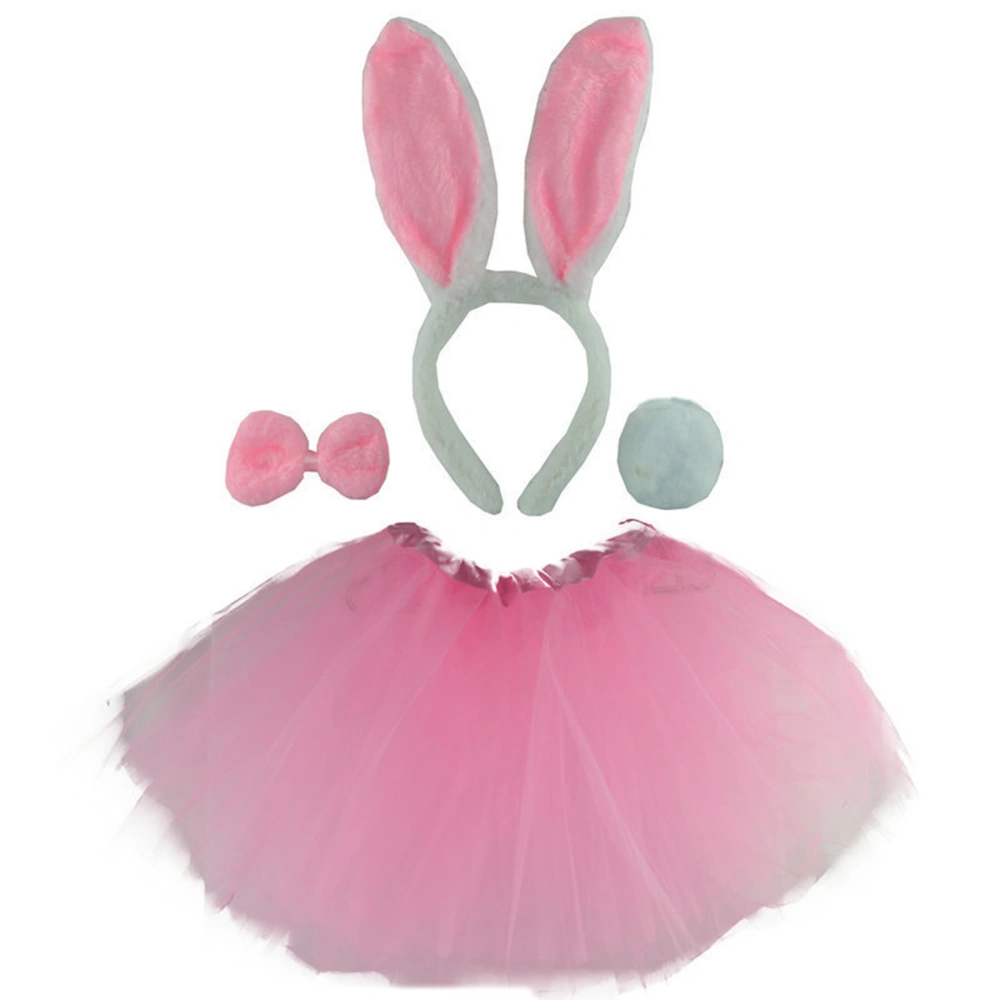 Kids Girl’s Easter Skirt Set, Tulle Skirt + Rabbit Ears Hair Hoop + Bowtie + Tail