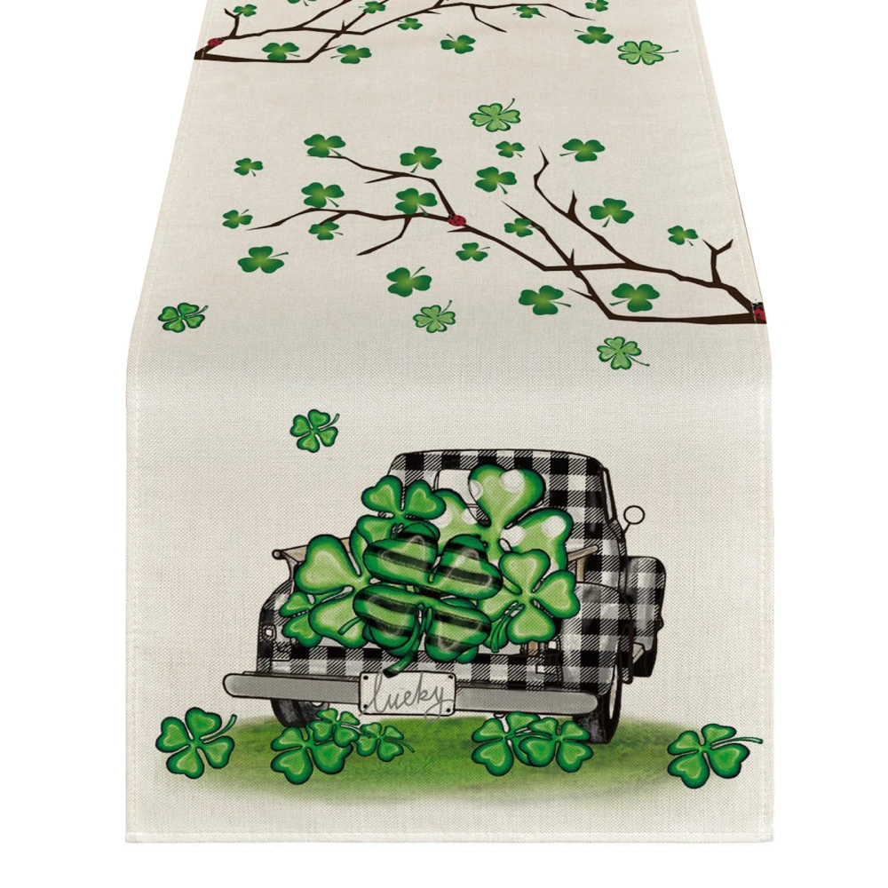 Irish Party Table Runner, Gnomes Spring Green Shamrock Decorations for Irish Holiday, Kitchen Dining Table Decor Home Decor