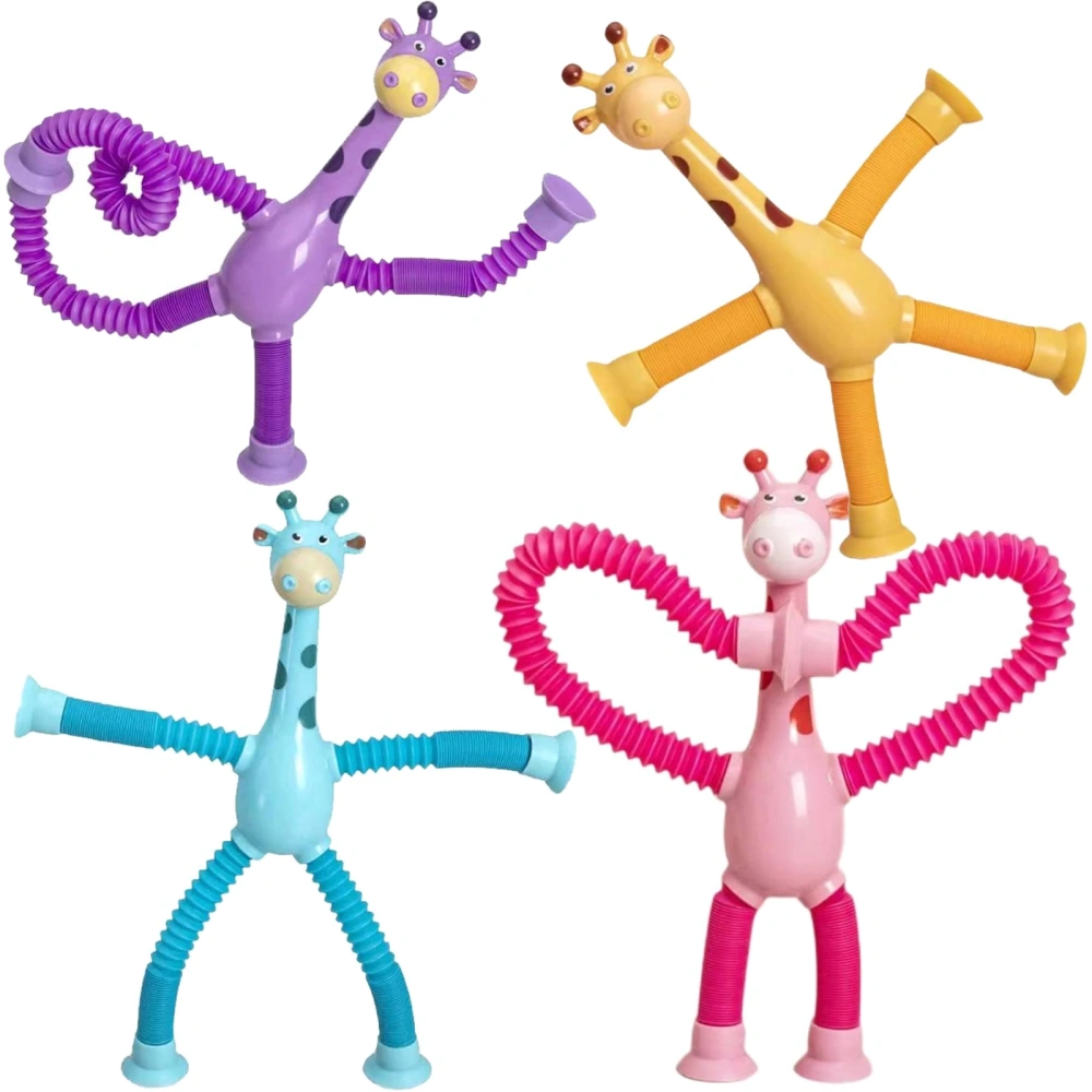 Telescopic Suction Cup Giraffe Toy, Shape-Changing Giraffe Telescopic Tube Cartoon Puzzle Suction Cup Decompression Toy