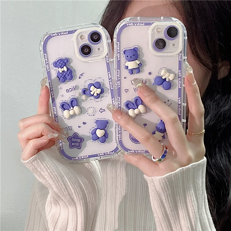 Three-dimensional Cartoon Cherry Bear Mobile Phone Case