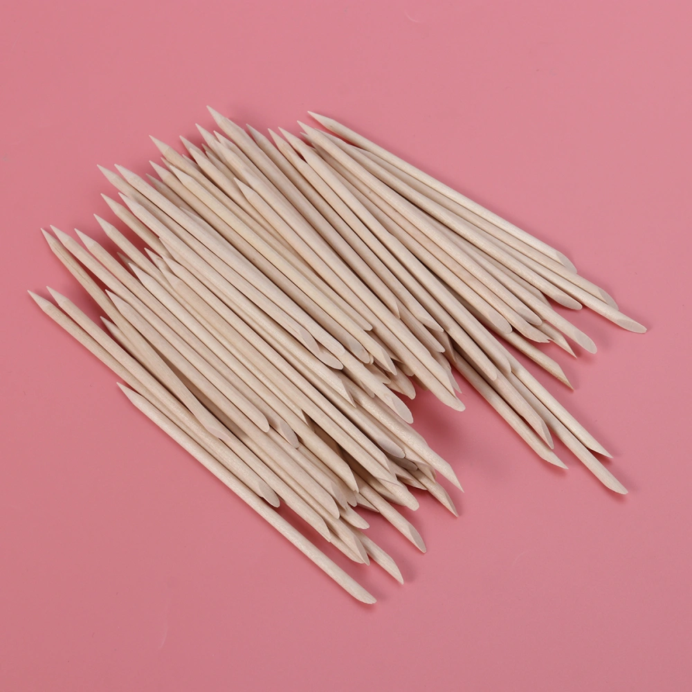 100pcs Multi-functional Nail Art Polish Orange Wood Sticks Cuticle Pusher Removers