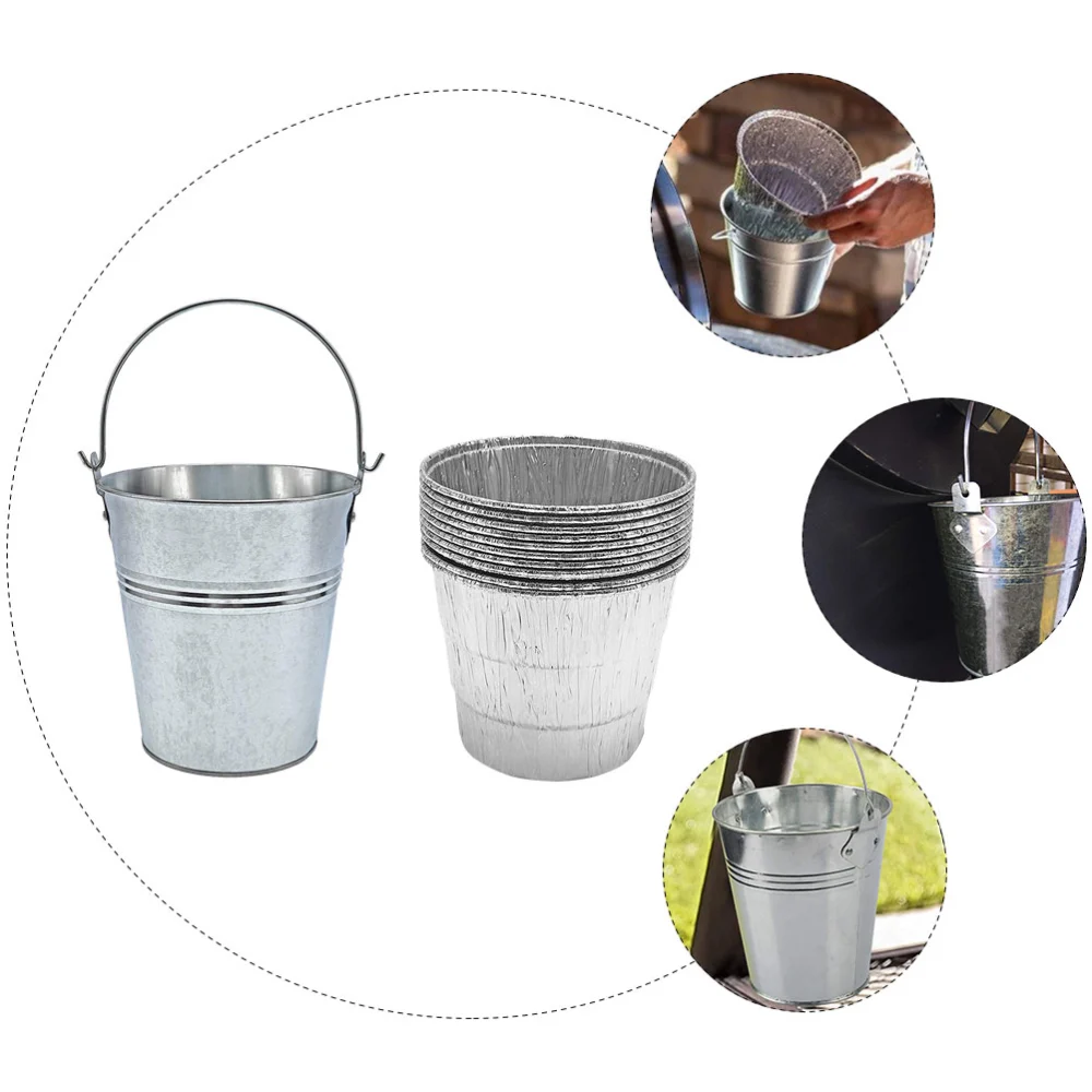 Outdoor Barbecue Oil Bucket Grease Drip Bucket with 10pcs Disposable Foil Liners