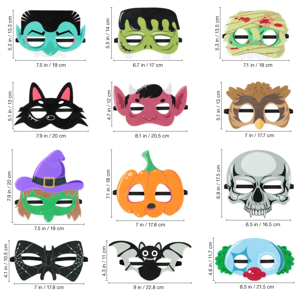 Toyvian 12PCS Cosplay Masks Funny Performance Props for Halloween Kids Party Masquerade