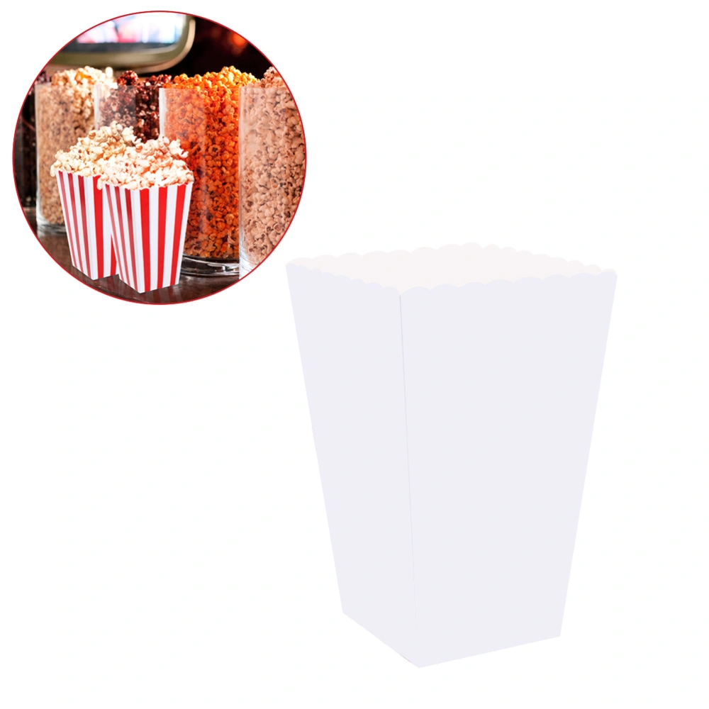 100pcs Popcorn Boxes Holder Containers Cartons Paper Bags Stripe Box for Movie Theater Dessert Tables Wedding Favors (White)