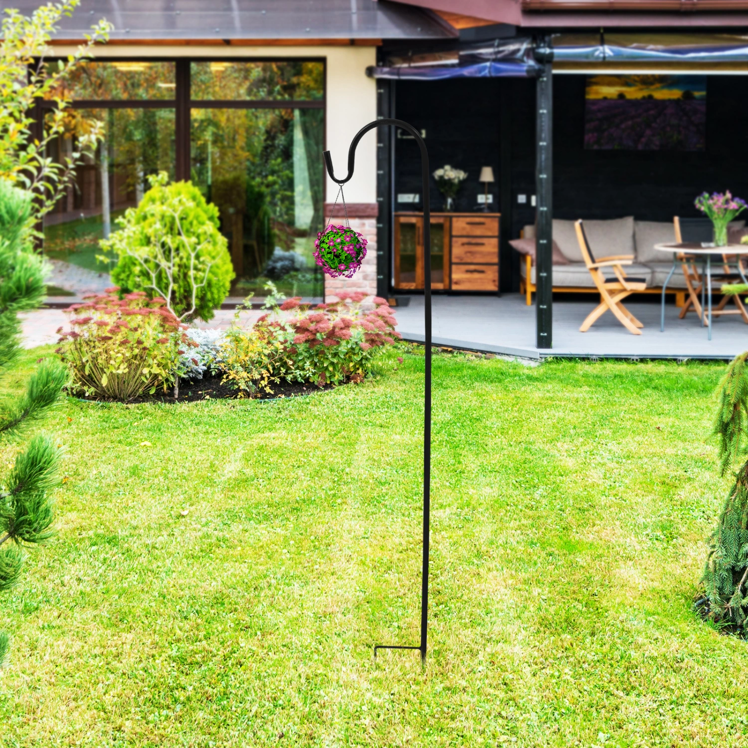 Garden Ground Insert Hook Bird Feeder Hook Iron Hook for Flowerpot Outdoor Garden Hook