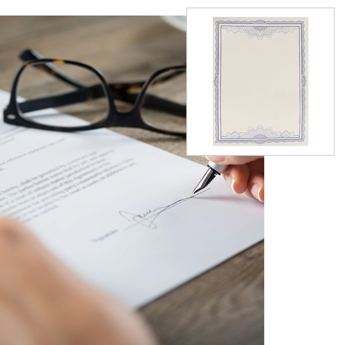 1 Set of 5Pcs Blank A4 Certificate Paper 12K Blue Border Inner Sheet Paper Core