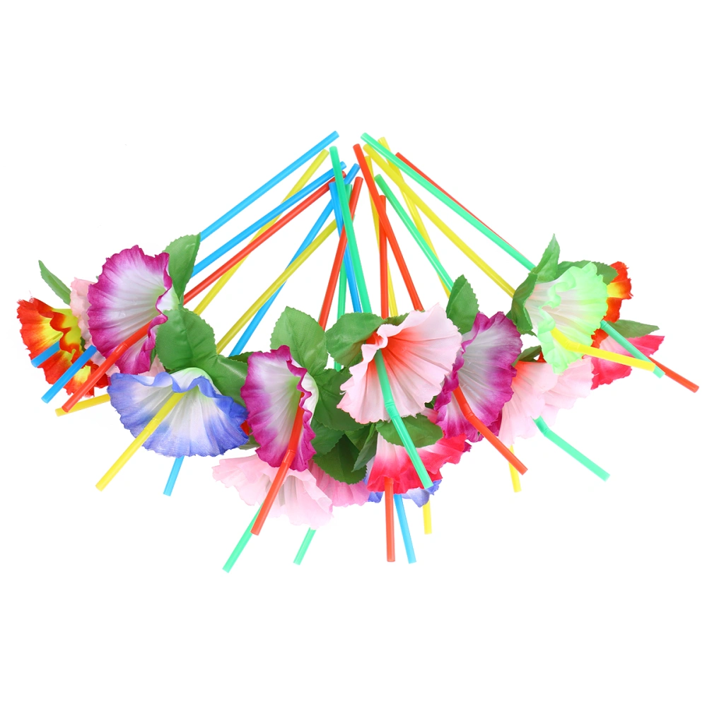 24Pcs Flower Flexible Bendable Drinking Straws Decorative Disposable Straws Party Table Decor for Wedding Birthday Christmas Festival Party Supplies (Multicolor)