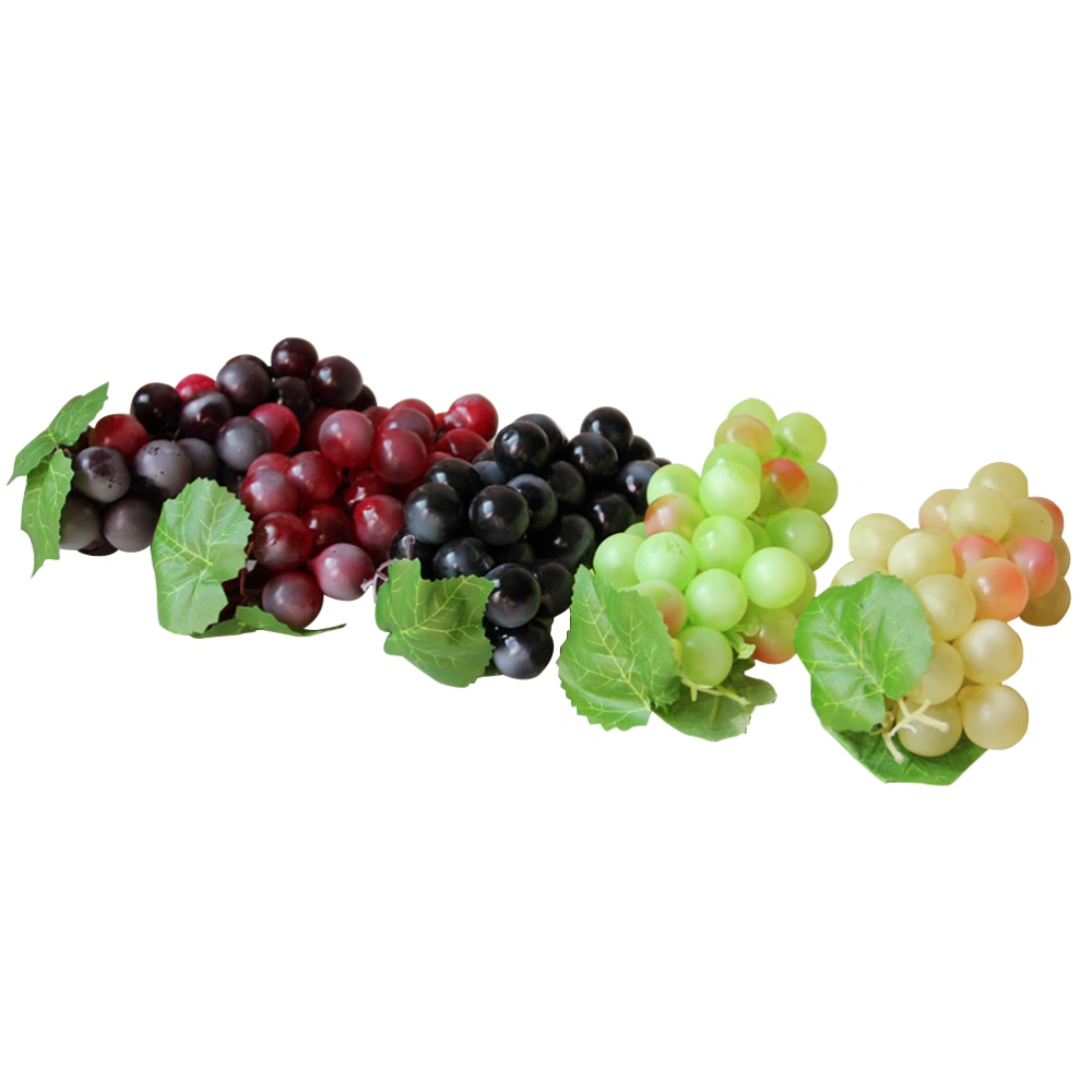 5PCS Artificial Grapes Decorative Fake Grapes Simulation Fruits Table Decoration Fruits Hanging Ornaments Photography Props