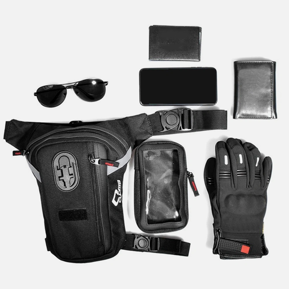 Waterproof Motorcycle Bike Drop Leg Bag for Men Thigh Waist Fanny Pack Multi-Function Travel Outdoor Sports Riding Cycling Pouch Wallet (Black)