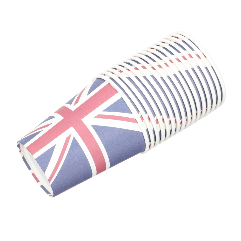 16Pcs Party Paper Cups Union Jack Design Paper Cups Decorative Water Paper Cups Home Supplies