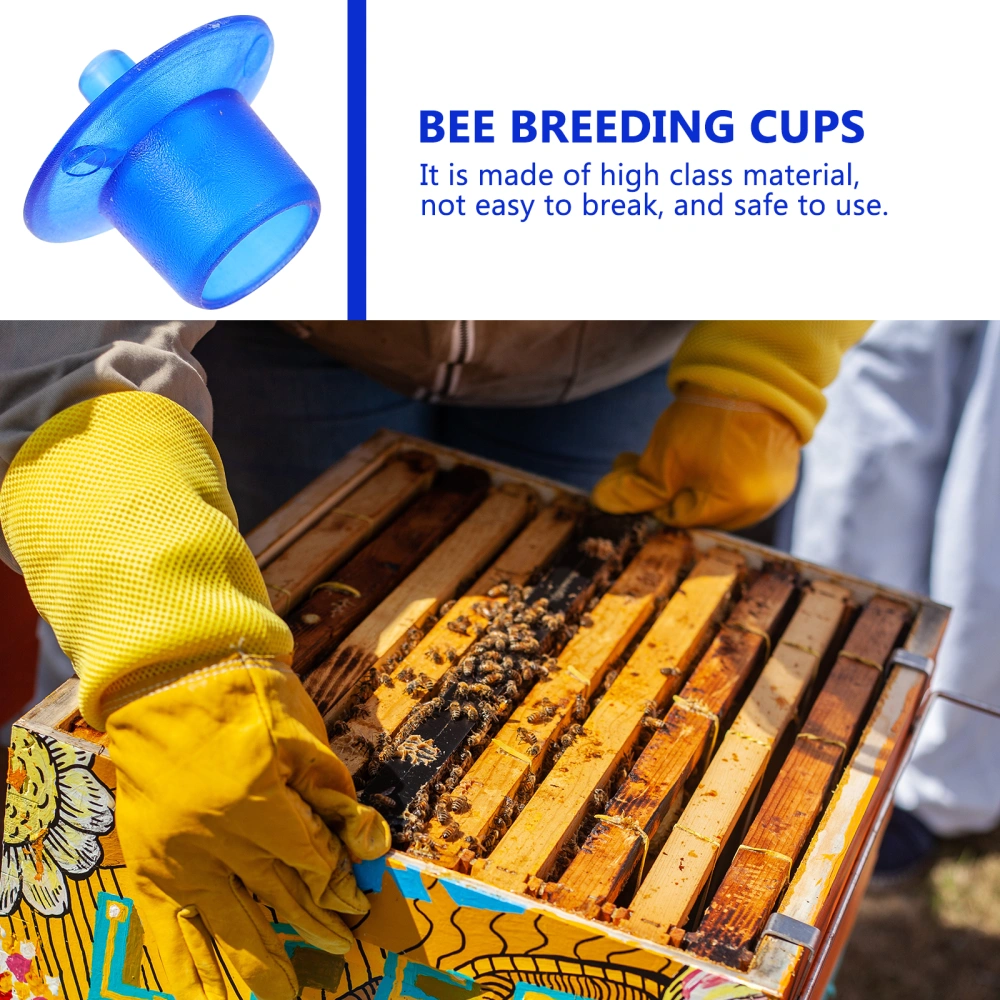 100pcs Bee Breeding Cups American Bee Incubation Bases Beekeeping Tools (Blue)