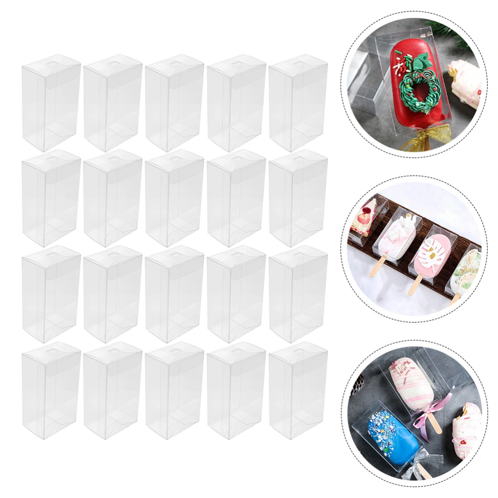 20Pcs Transparent Candy Wrapping Boxes Portable Cookies Boxes Plastic Snacks Boxes