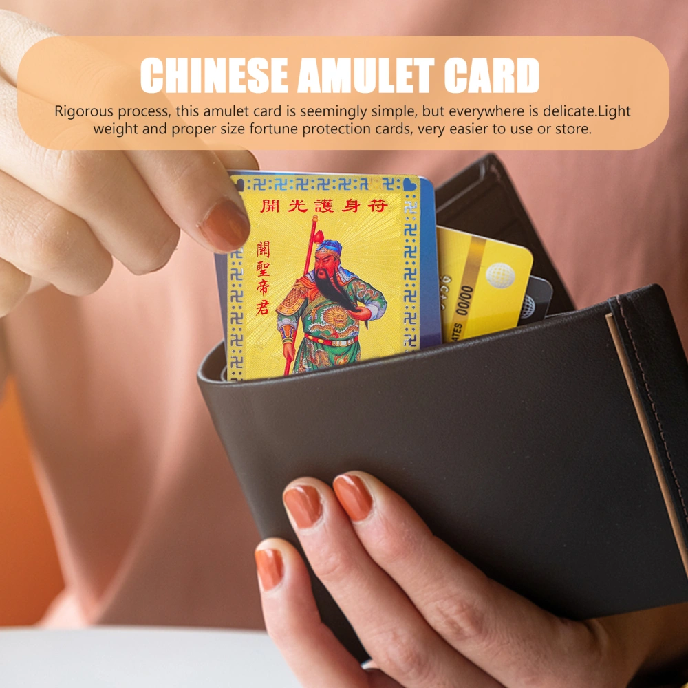 2pcs Chinese Amulet Cards Protection Blessing Card Auspicious Kwan Kung Cards