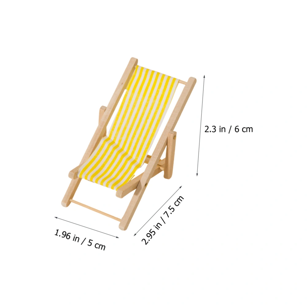 6pcs Folding Simulated Beach Chair Model Doll House Miniature Beach Chair Prop Microlandscape Layout