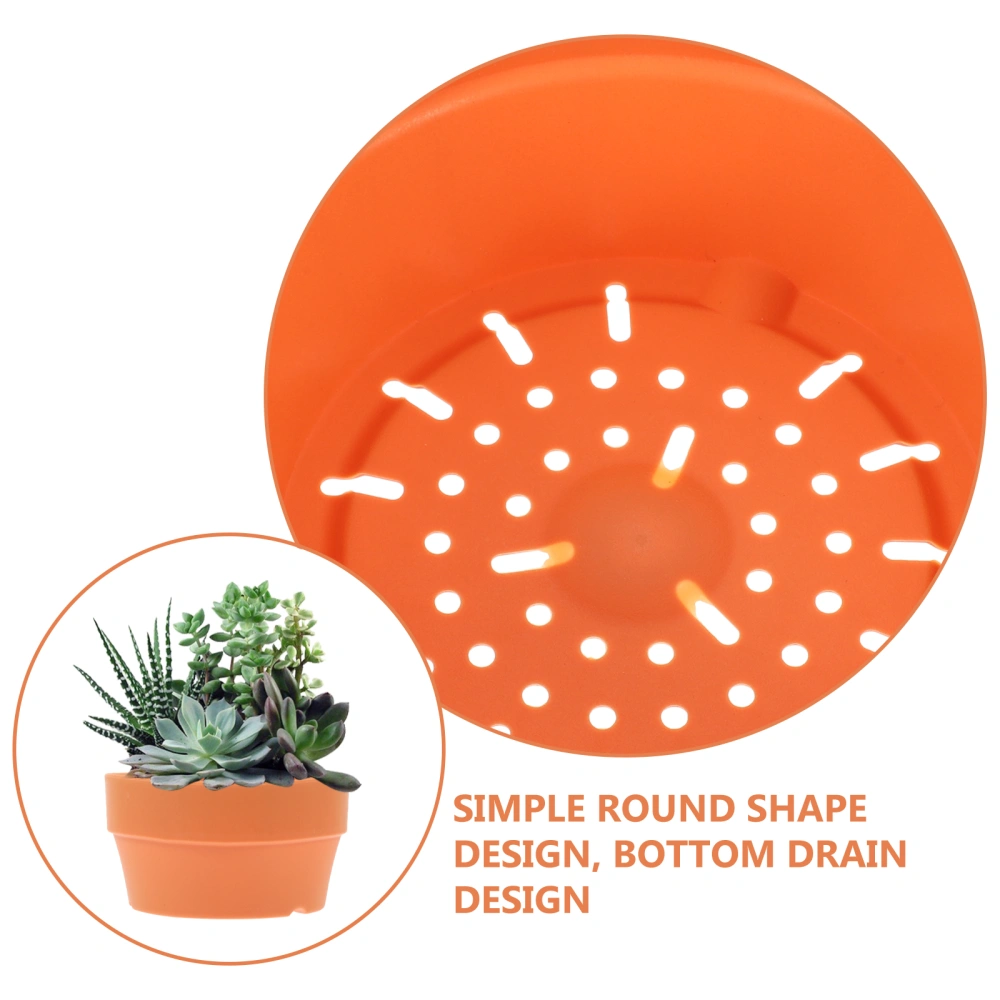 6pcs Imitation Clay Flower Basket Japanese Round Plastic Flower Pot Flower Container Flower Basin Indoor and Outdoor Potted Garden Supplies Flower Container (Orange 12.5cm Caliber)