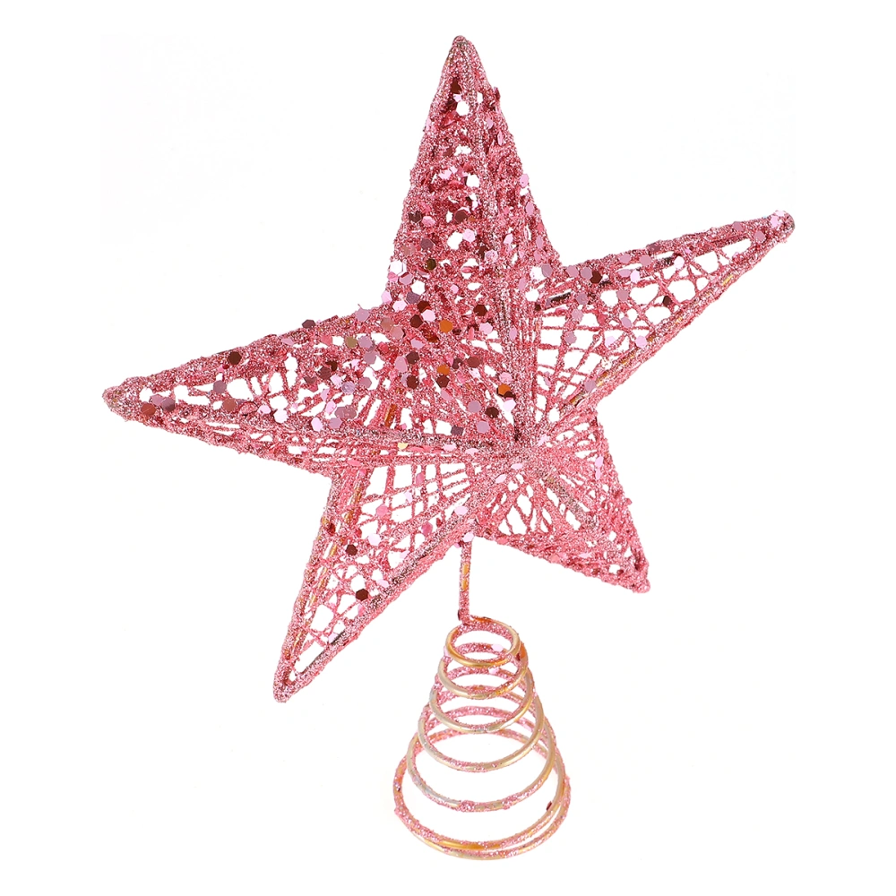 1Pc Exquisite Iron Art Ornament Beautiful Tree Star for Christmas (Pink)