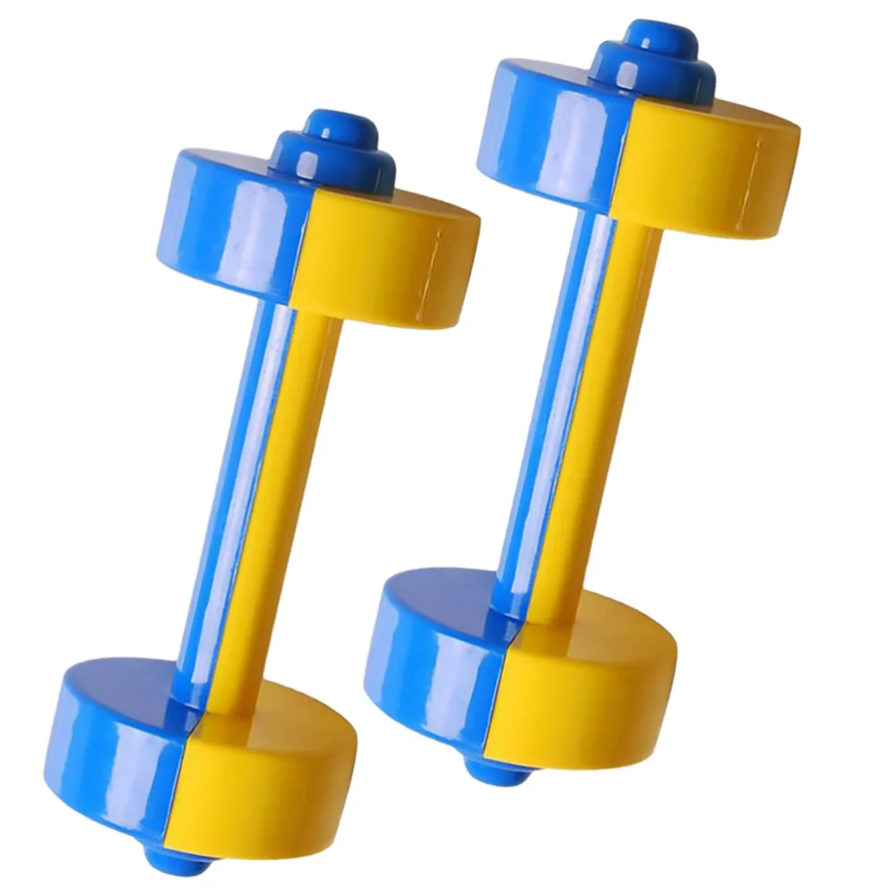 1 Pair Children Dumbbell Toy Plastic Dumbbell Toy Fitness Weight Lifting Dumbbell Gymnastic Equipment Props Early Educational Toys for Kids Gym Home (Yellow+Blue)