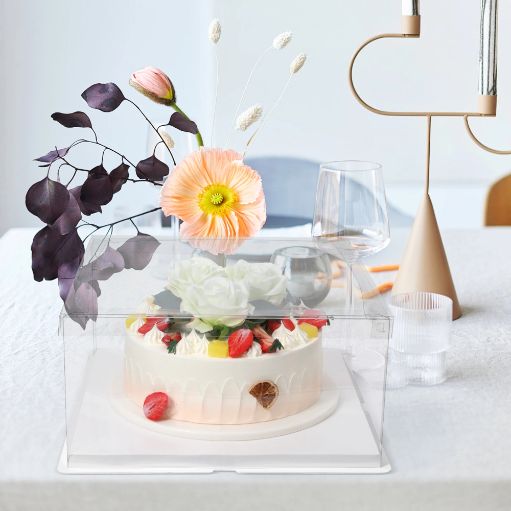 1Pc 12inch Transparent Plastic Birthday Cake Box Cake Container Box Dessert Storage Box (Transparent)