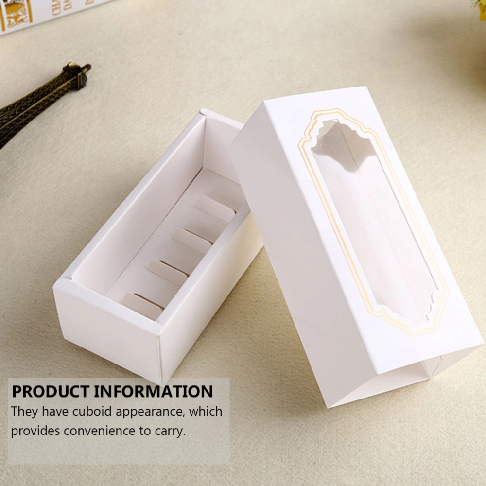 10pcs Paper Packing Box Macaroon Packing Box Dessert Transparent Packaging Box