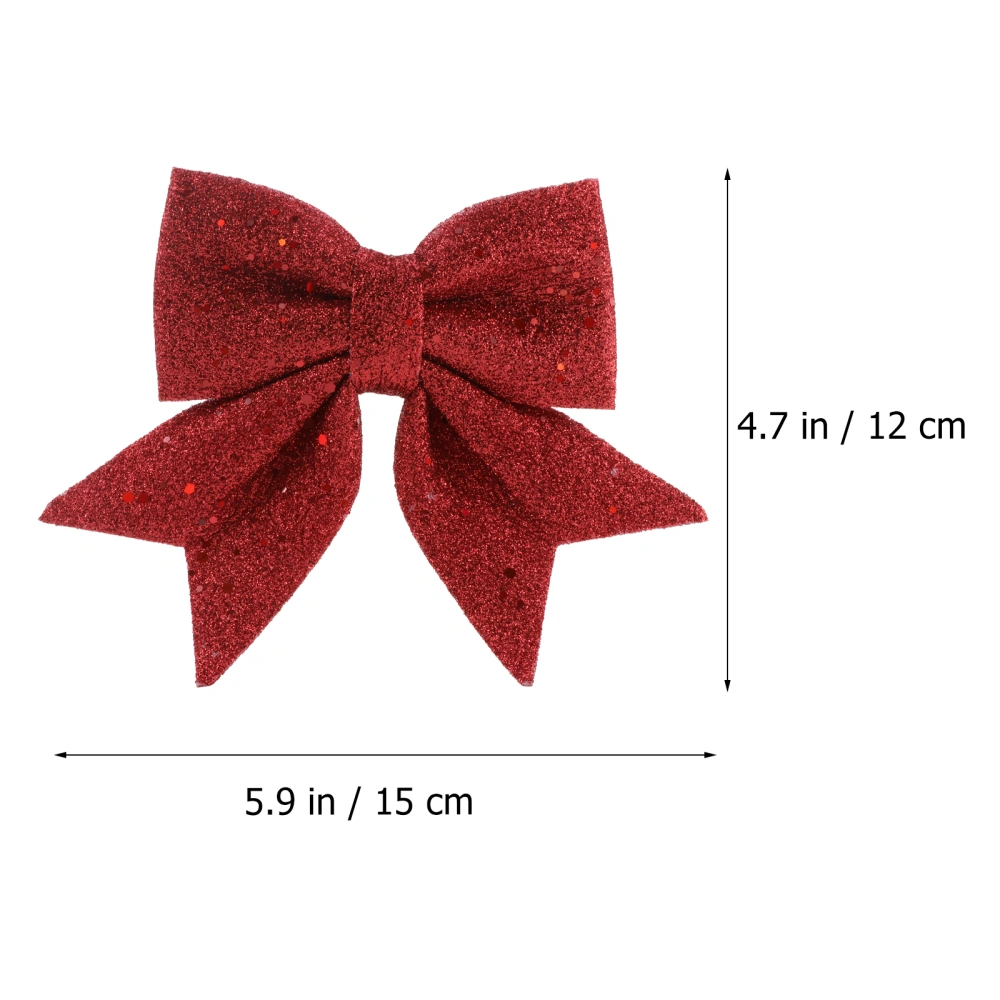 4Pcs Christmas Gold Dust Bows Christmas Tree Printed Bow Ornaments for Mall