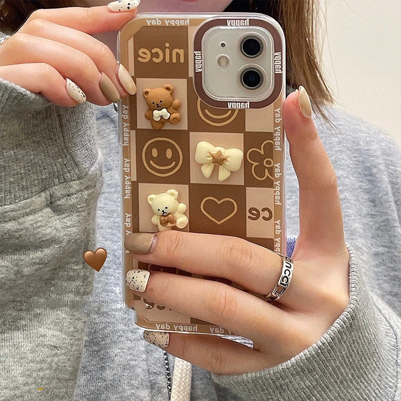 Ins  Three-dimensional Cute Bear Smiling Mobile Phone Case