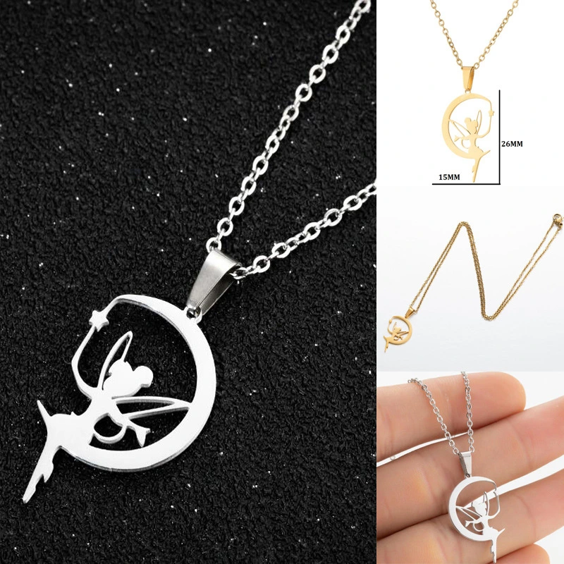 Women's Star Moon Butterfly Angel Pendant Necklace