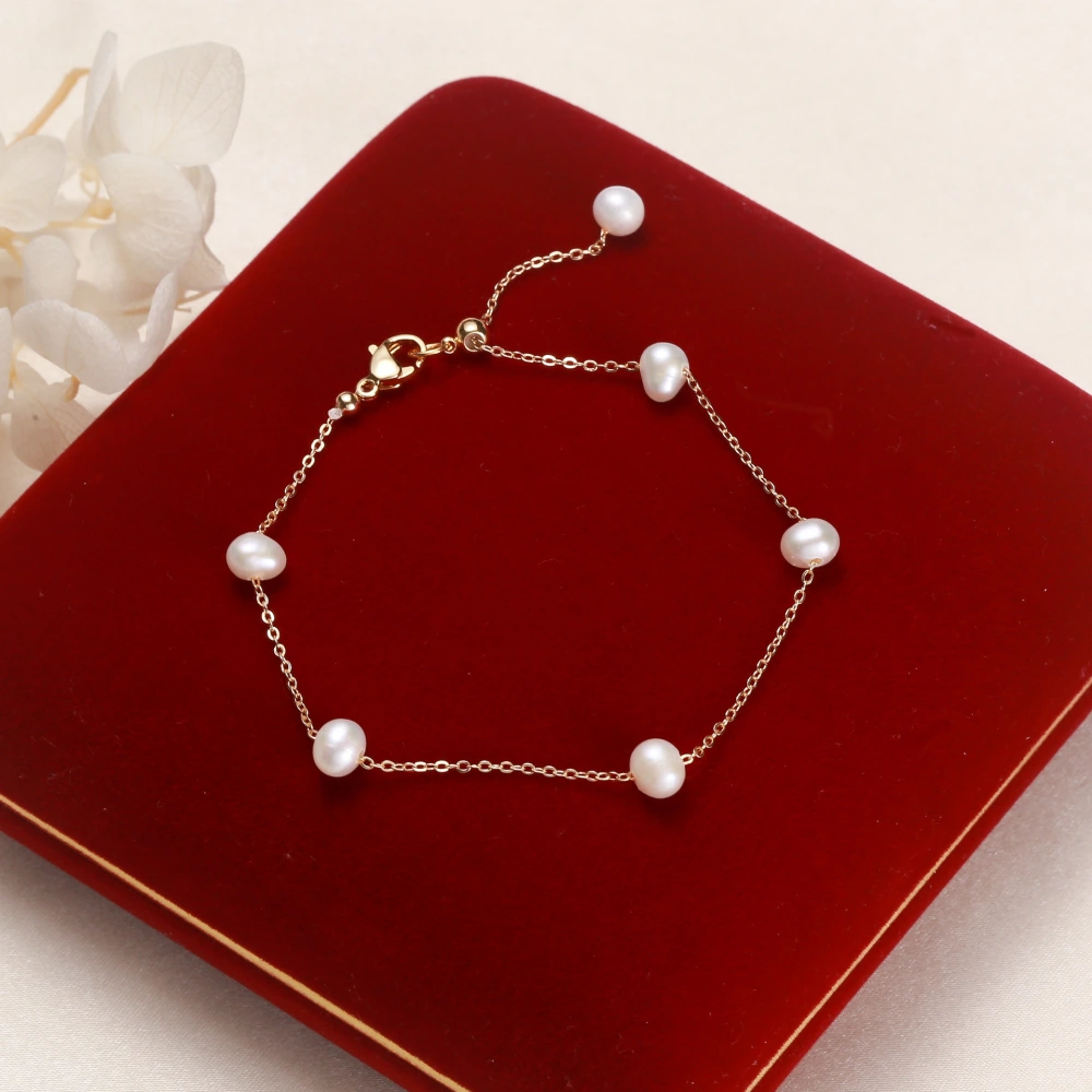 Girls Fashion Freshwater Pearl White Bracelet Ornament