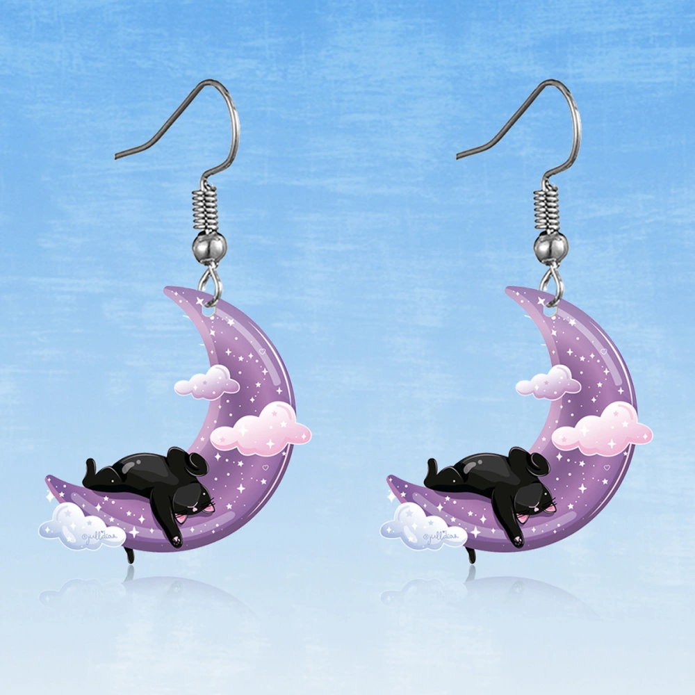 Cute Cartoon Coati Crescent Moon Earrings