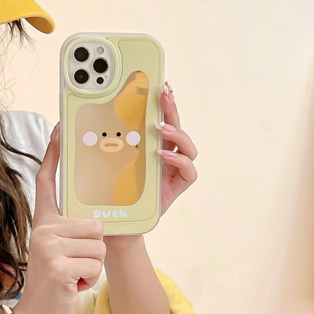 Creative Mirror Face Little Yellow Duck Phone Case