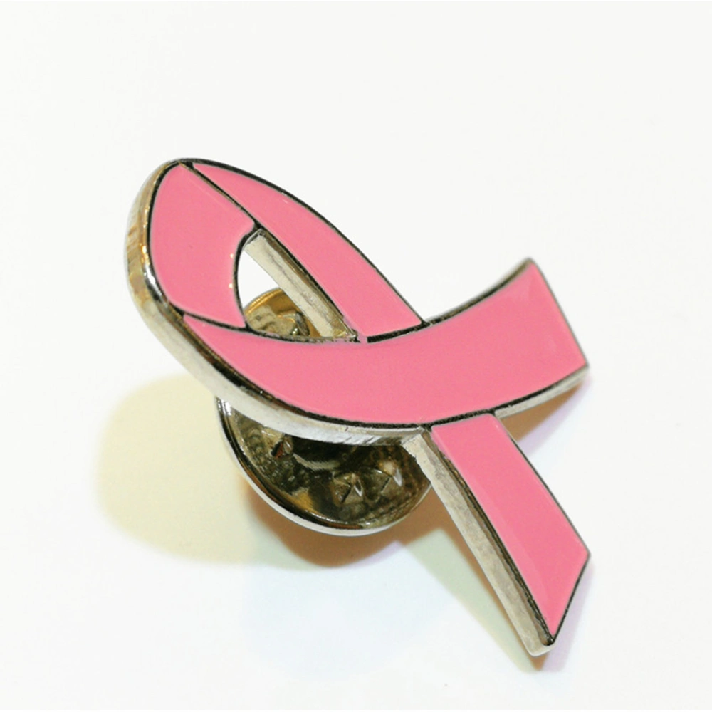 30PCS Pink Ribbon Badge Brooch Creative Iron Lapel Delicate Badge Brooch for Women Lady Girls Madam Pink