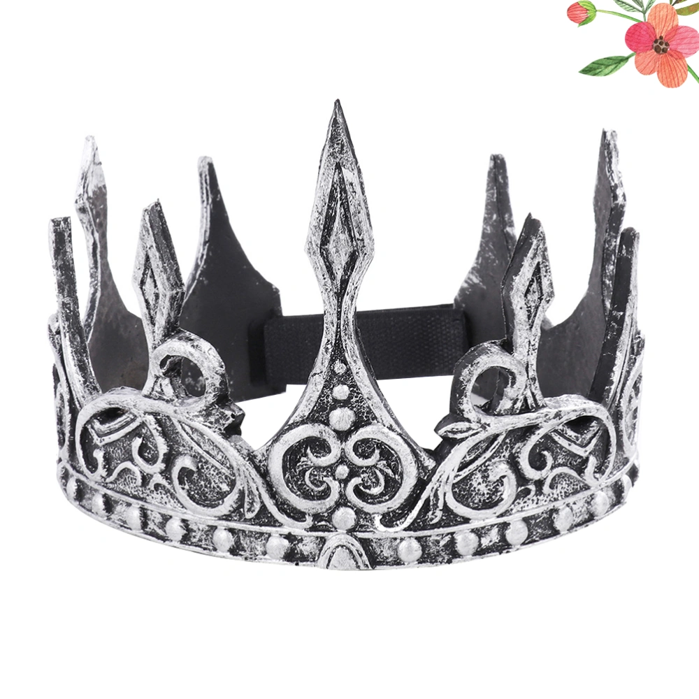 Antique Silver King Medieva Crown Headband PU Crown Men Crown Headdress Party Favors