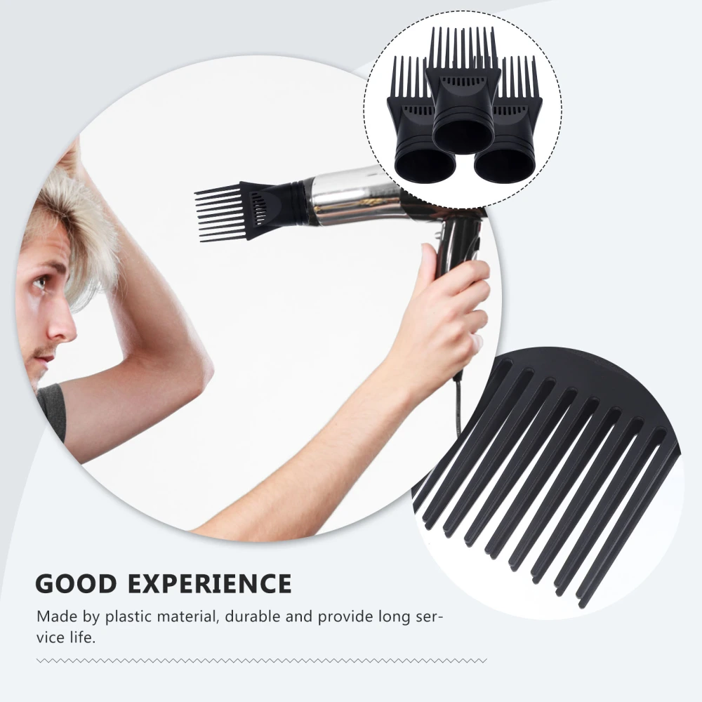 3PCS/Set High Temperature Resistant Hair Dryer Use Wind Comb Professional Style Hair Dryer Use Flat Mouth Wind Comb(Black)