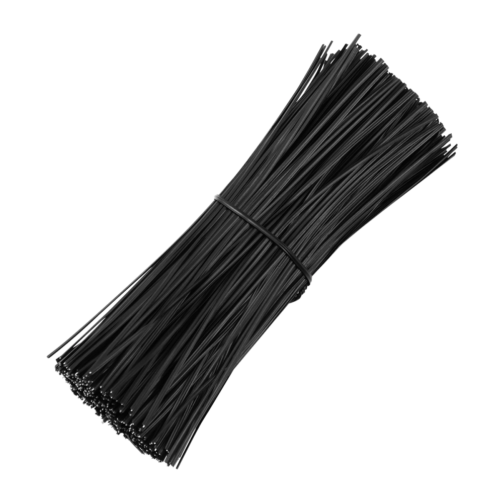 OUNONA 500pcs 15cm Plastic Coated Iron Wire Ties Cable Wrap Organizer Ties (Black)